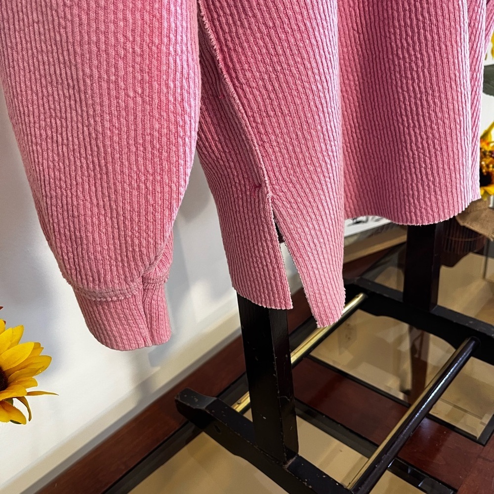 aerie Pink V-Neck Waffle Knit Sweater - Picture 5 of 7